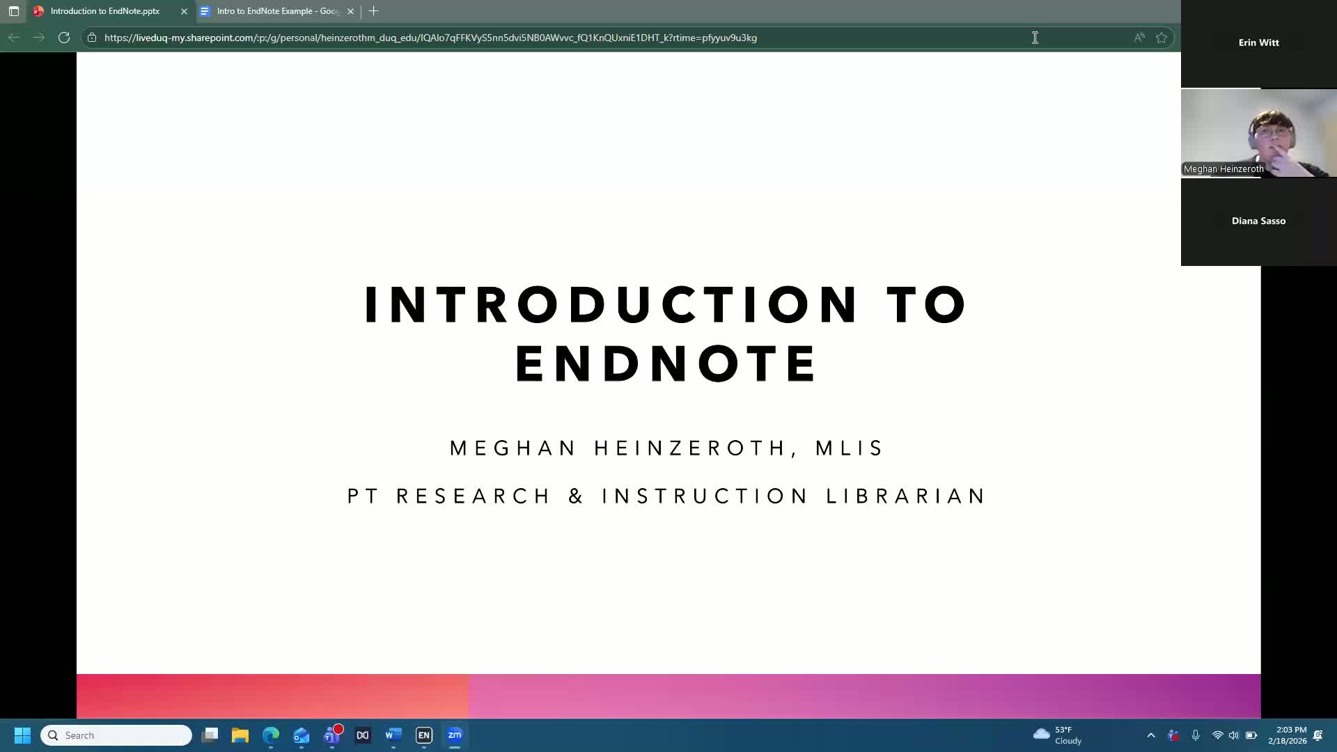 2/18/26 Introduction to EndNote